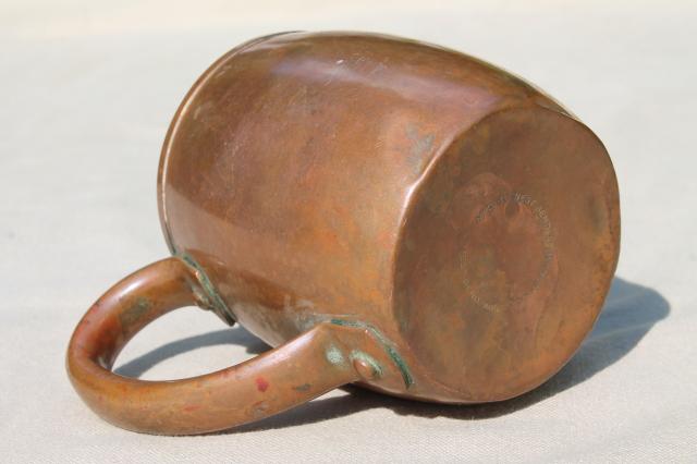 photo of vintage solid copper Moscow mule mug, engraved Miller beer stein cup #5