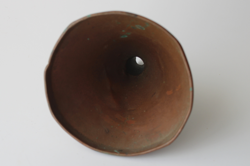 photo of vintage solid copper funnel, rustic farm kitchenware or workshop tool very tarnished  #3