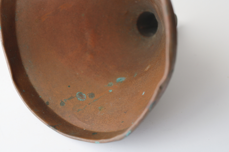 photo of vintage solid copper funnel, rustic farm kitchenware or workshop tool very tarnished  #4