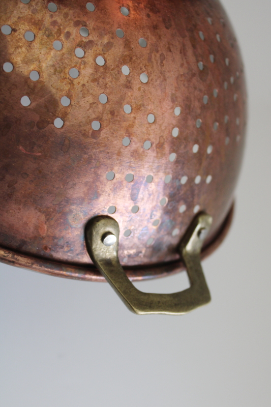 photo of vintage solid copper strainer bowl colander basket, old world kitchen modern farmhouse #5