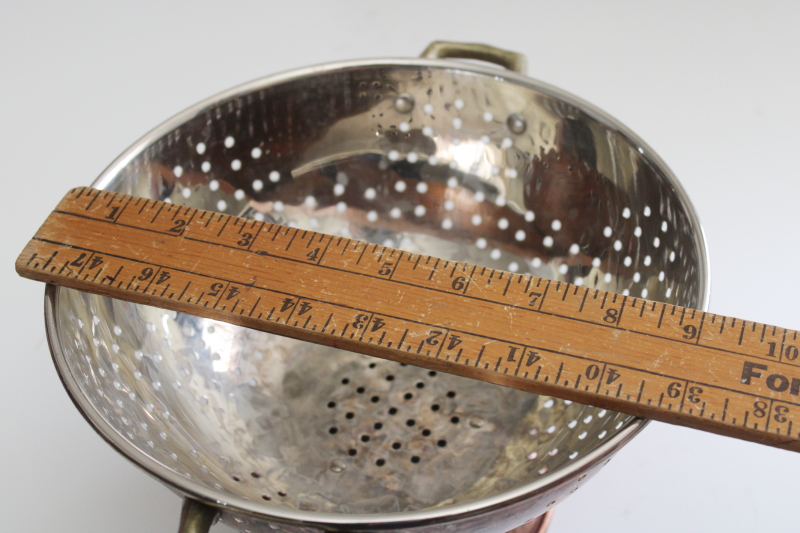 photo of vintage solid copper strainer bowl colander basket, old world kitchen modern farmhouse #7