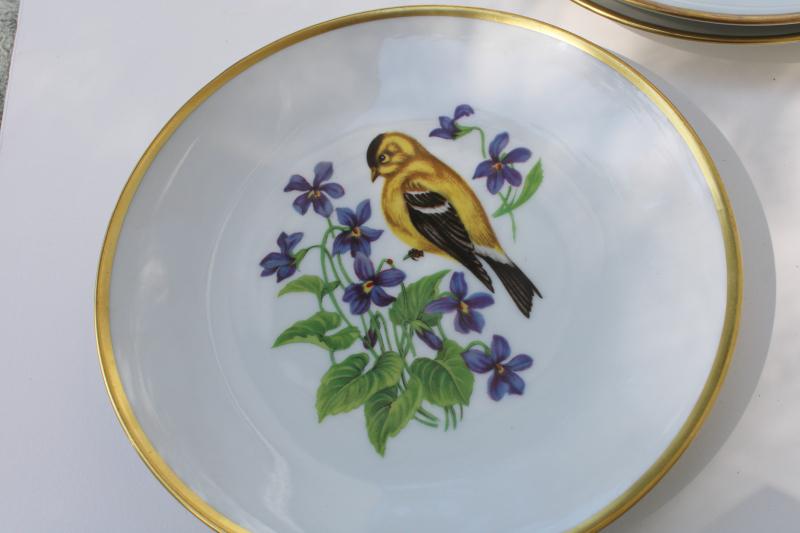 photo of vintage song birds bird & flower pattern salad plates E&R Schumann Bavaria #7