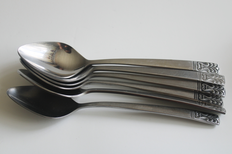 photo of vintage soup spoons, Carlyle Cameo heavy stainless with minimalist mod design  #4