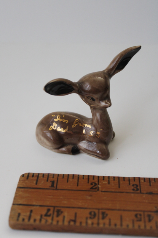 photo of vintage souvenir Deadwood South Dakota, big eared mule deer, small ceramic figurine #1