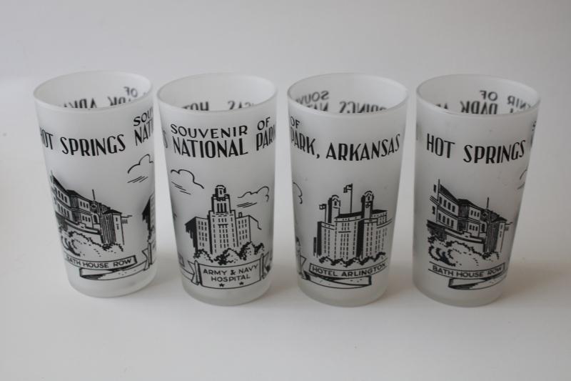 photo of vintage souvenir Hot Springs Arkansas tourist landmarks print drinking glasses #1