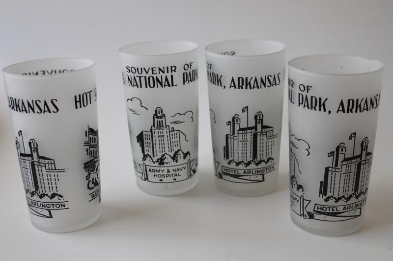 photo of vintage souvenir Hot Springs Arkansas tourist landmarks print drinking glasses #7