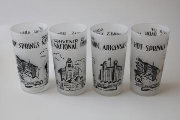 catalog photo of vintage souvenir Hot Springs Arkansas tourist landmarks print drinking glasses