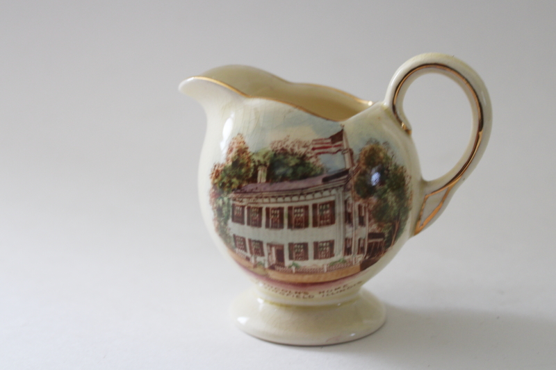 photo of vintage souvenir of Abraham Lincoln's Home Springfield Illinois, Royal Winton china creamer pitcher  #1