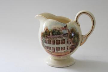 catalog photo of vintage souvenir of Abraham Lincoln's Home Springfield Illinois, Royal Winton china creamer pitcher 