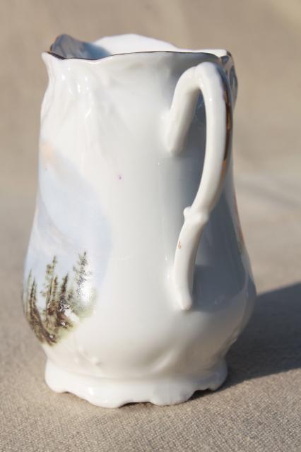 photo of vintage souvenir of Mt Hood Oregon, antique Germany china pitcher w/ landscape picture #5