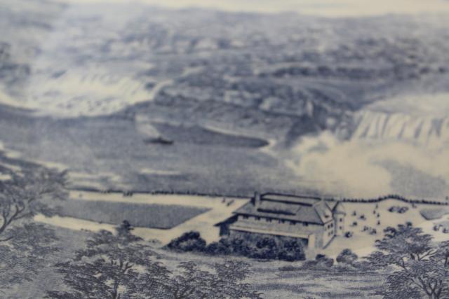 photo of vintage souvenir of Niagara Falls, scenic views blue & white transferware china plate #2