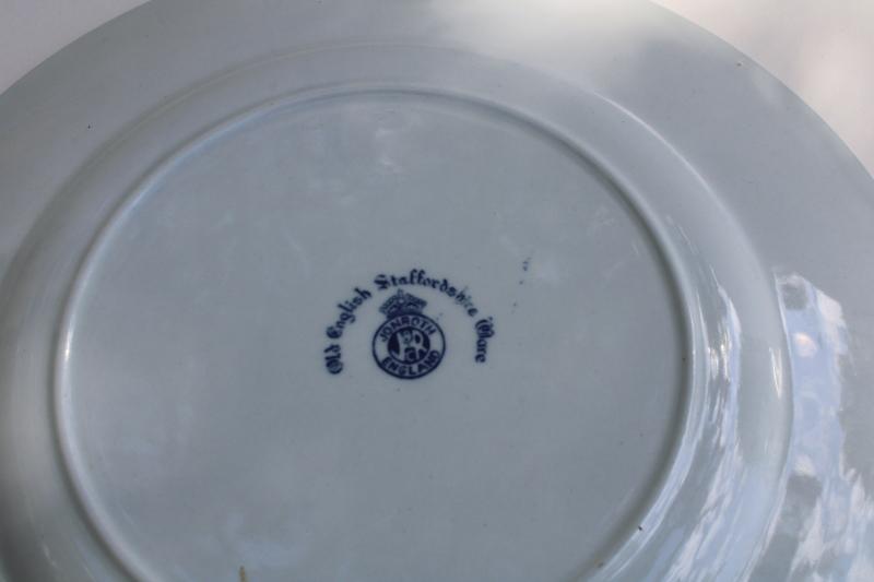 photo of vintage souvenir plate, blue & white transferware Lincoln's home Illinois historic landmark #2
