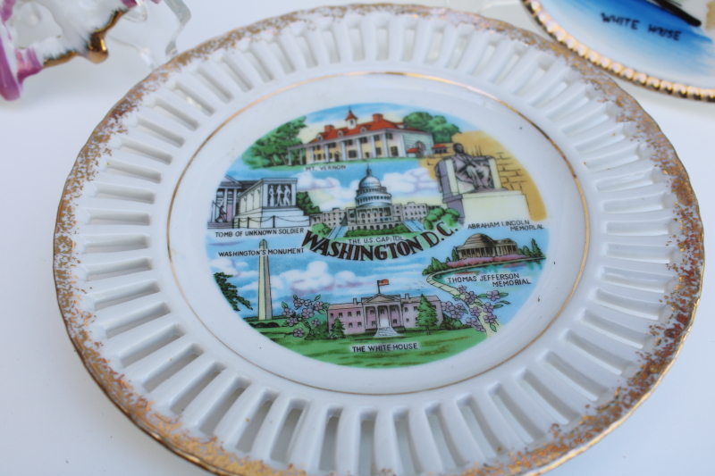 photo of vintage souvenir plates Washington DC landmarks, luster & gold lace edge plates #2