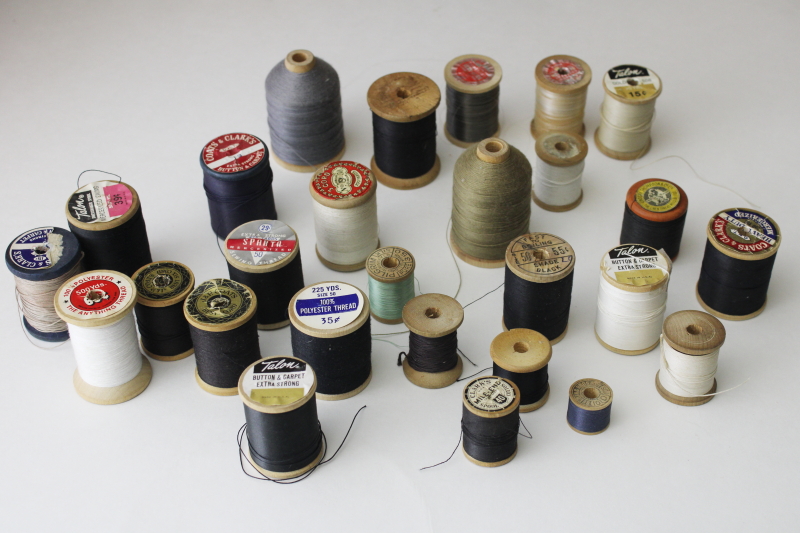 photo of vintage specialty thread lot heavy duty sewing thread & cord, nylon filament, button & carpet thread  #1