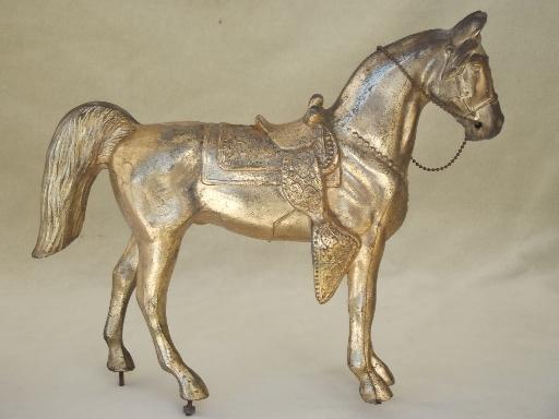 photo of vintage  spelter horse statue, antique cast metal figure for mantle clock #4