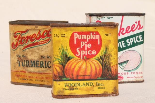 photo of vintage spice tins, autumn harvest kitchen spices, pumpkin & apple pie graphics #1