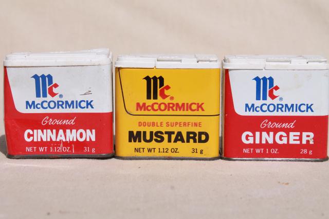 photo of vintage spice tins collection, old advertising tin metal boxes for spices #3