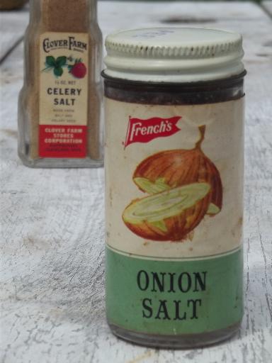 photo of vintage spice tins & jars w/ old labels Clover Farm & McCormick  #5