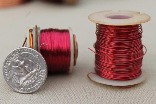 photo of vintage spools & bobbins of copper wire for jewelry & crafts, lot of assorted copper wire #5