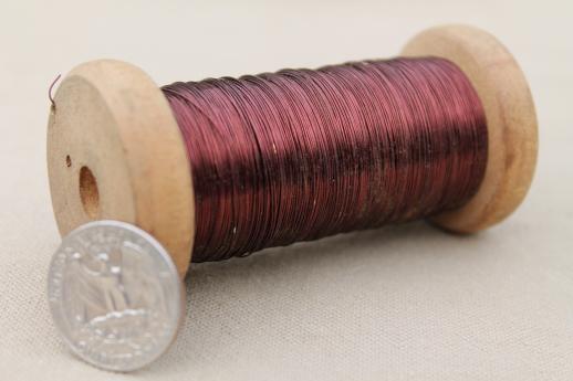 photo of vintage spools & bobbins of copper wire for jewelry & crafts, lot of assorted copper wire #8