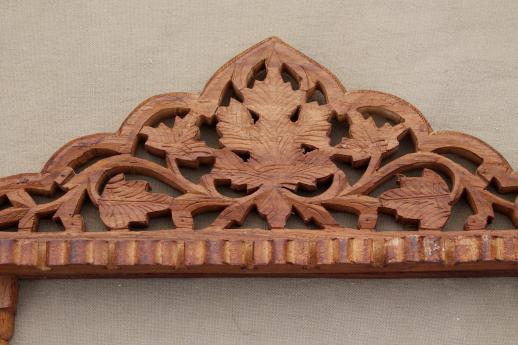 photo of vintage spoon holder, hand carved Sheesham wood wall rack for souvenir spoons #3