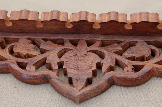 photo of vintage spoon holder, hand carved Sheesham wood wall rack for souvenir spoons #4