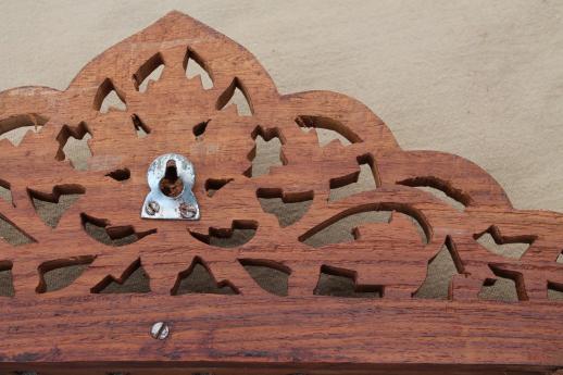 photo of vintage spoon holder, hand carved Sheesham wood wall rack for souvenir spoons #6