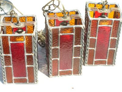 photo of vintage stained glass lights for Frank Lloyd Wright home #1