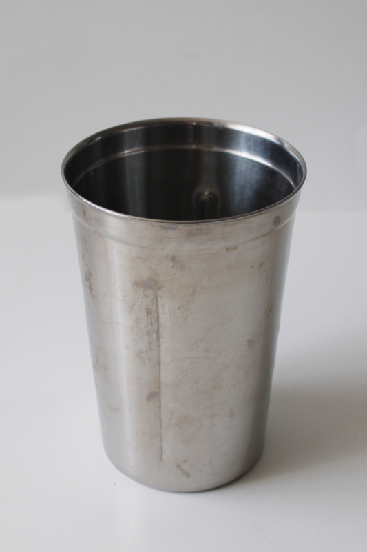 photo of vintage stainless steel milkshake cup for a malt mixer #1