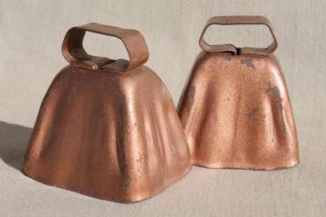 catalog photo of vintage steel cowbells, goat or sheep collar bells Kentucky cow bell style