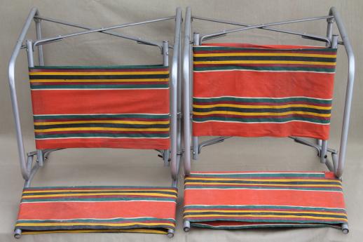 photo of vintage steel folding chairs striped awning canvas seats & backs Airstream trailer glamping #11