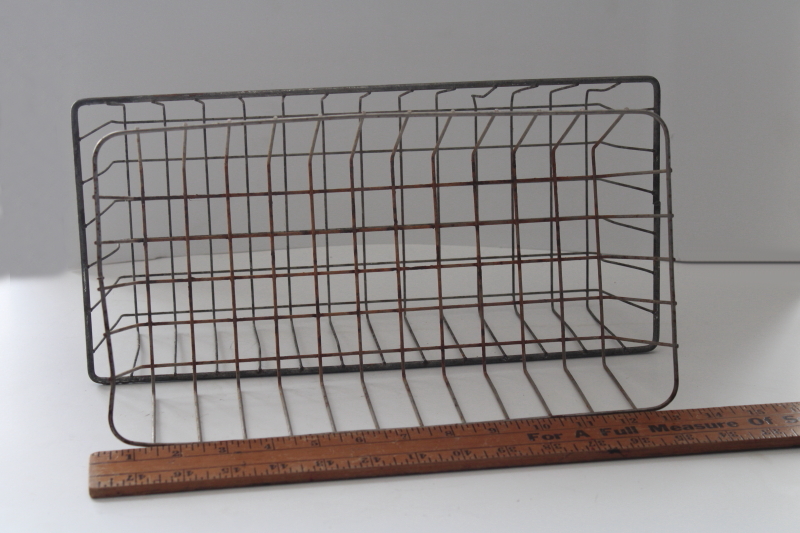 photo of vintage steel wire baskets, industrial storage bins, old rusty patina modern farmhouse decor #3