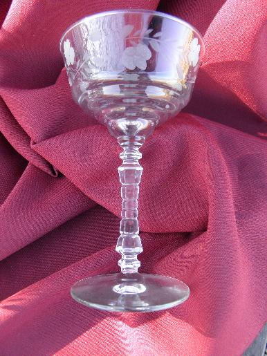 photo of vintage stemware, Rock Sharpe wheel cut wine glasses, set of 6 wines #3