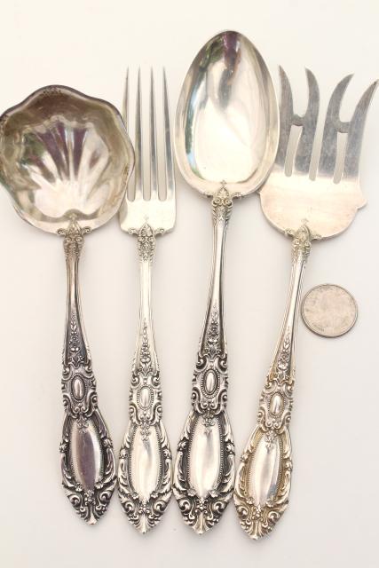 photo of vintage sterling silver flatware, Towle King Richard 1932 service for 8 w/ serving pieces #9