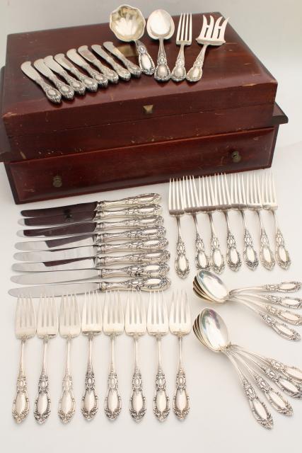 photo of vintage sterling silver flatware, Towle King Richard 1932 service for 8 w/ serving pieces #12
