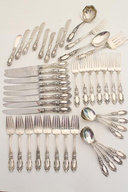 photo of vintage sterling silver flatware, Towle King Richard 1932 service for 8 w/ serving pieces #16
