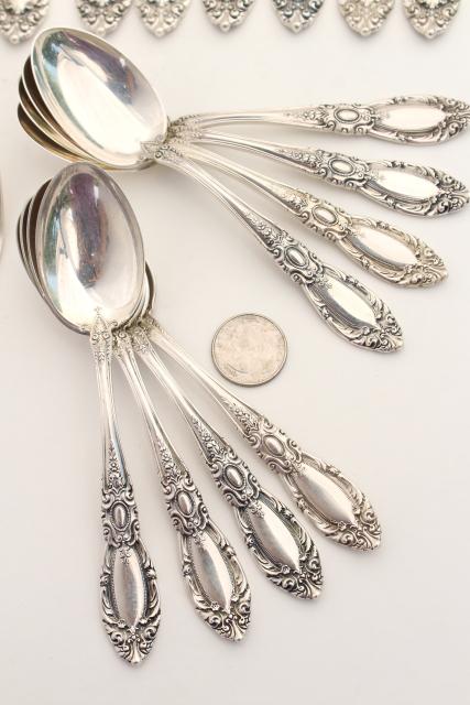 photo of vintage sterling silver flatware, Towle King Richard 1932 service for 8 w/ serving pieces #17