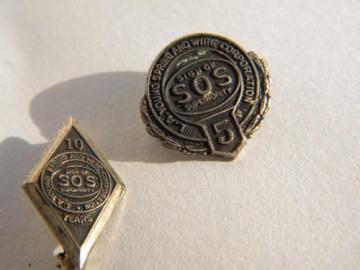 catalog photo of vintage sterling silver lapel pins/tie tacks Young Spring and Wire Corp Detroit