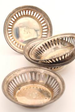 catalog photo of vintage sterling silver mint or nut dishes, set of 6 individual place setting party cups