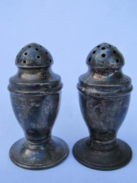 catalog photo of vintage sterling silver salt and pepper shakers, old WSH mark S&P