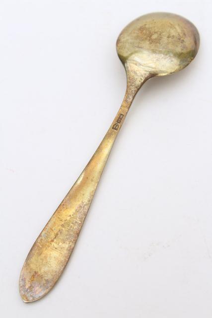 photo of vintage sterling silver tea spoons, guilloche colored enamel, Norway or Denmark #5