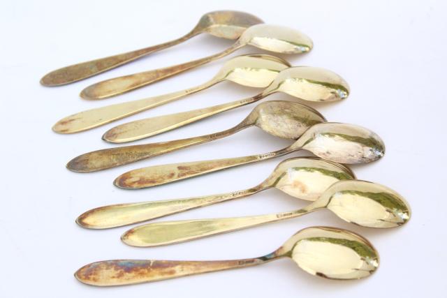 photo of vintage sterling silver tea spoons, guilloche colored enamel, Norway or Denmark #7