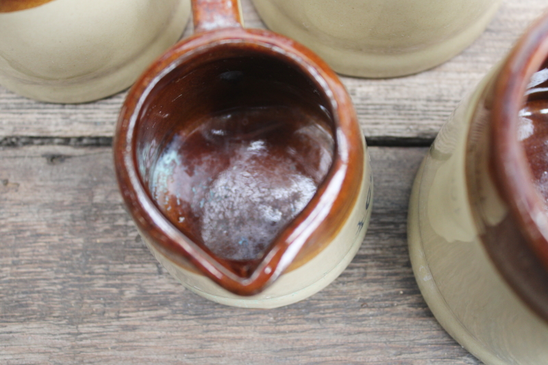 photo of vintage stoneware measuring cups set of four tiny pitchers, 70s earth tones pottery retro kitchen  #7