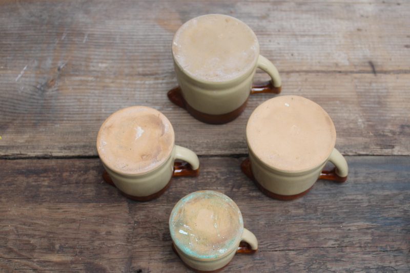 photo of vintage stoneware measuring cups set of four tiny pitchers, 70s earth tones pottery retro kitchen  #9