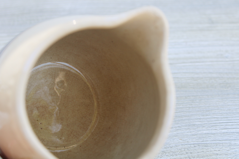 photo of vintage stoneware milk jug pitcher, old blue band pottery country farmhouse decor #3