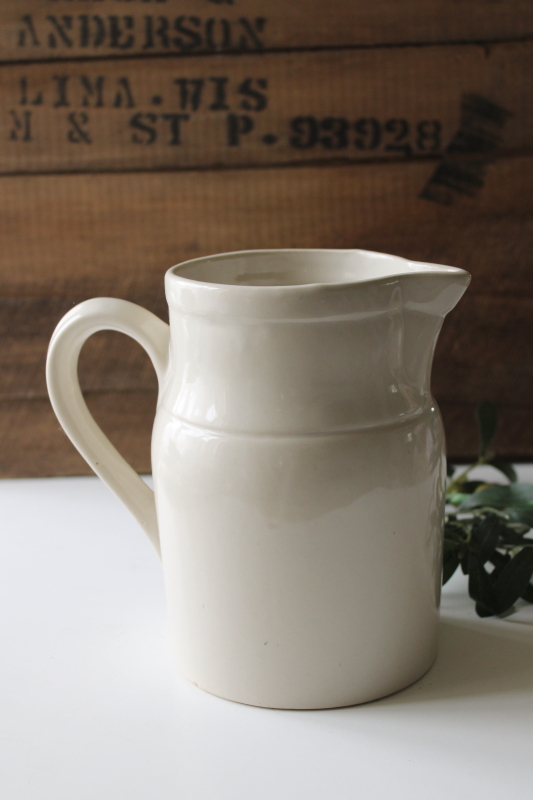 photo of vintage stoneware pitcher made in France, plain simple rustic french country farmhouse kitchen jug #1