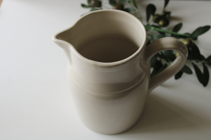 photo of vintage stoneware pitcher made in France, plain simple rustic french country farmhouse kitchen jug  #4