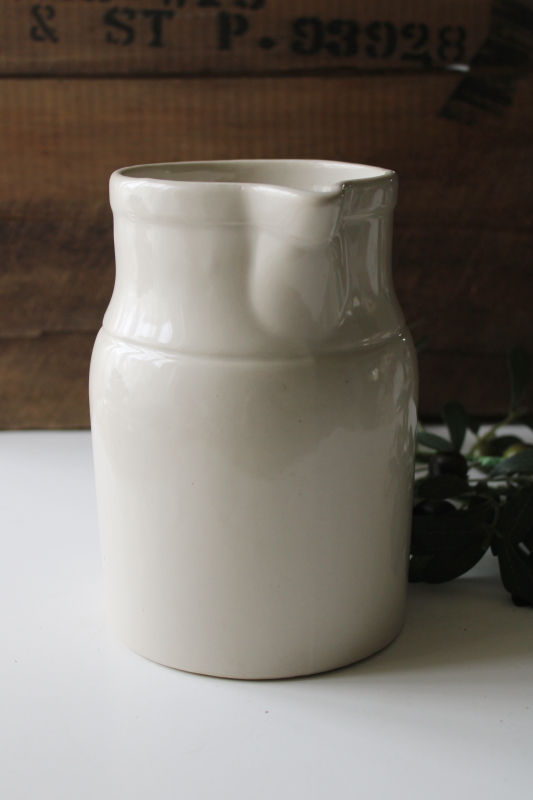 photo of vintage stoneware pitcher made in France, plain simple rustic french country farmhouse kitchen jug  #6