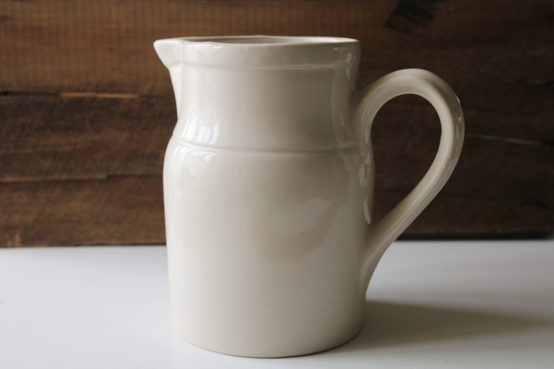 photo of vintage stoneware pitcher made in France, plain simple rustic french country farmhouse kitchen jug  #7