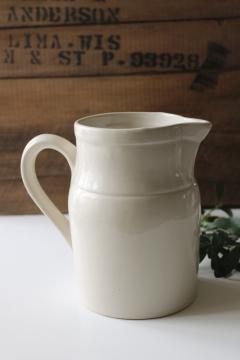 vintage stoneware pitcher made in France, plain simple rustic french country farmhouse kitchen jug 